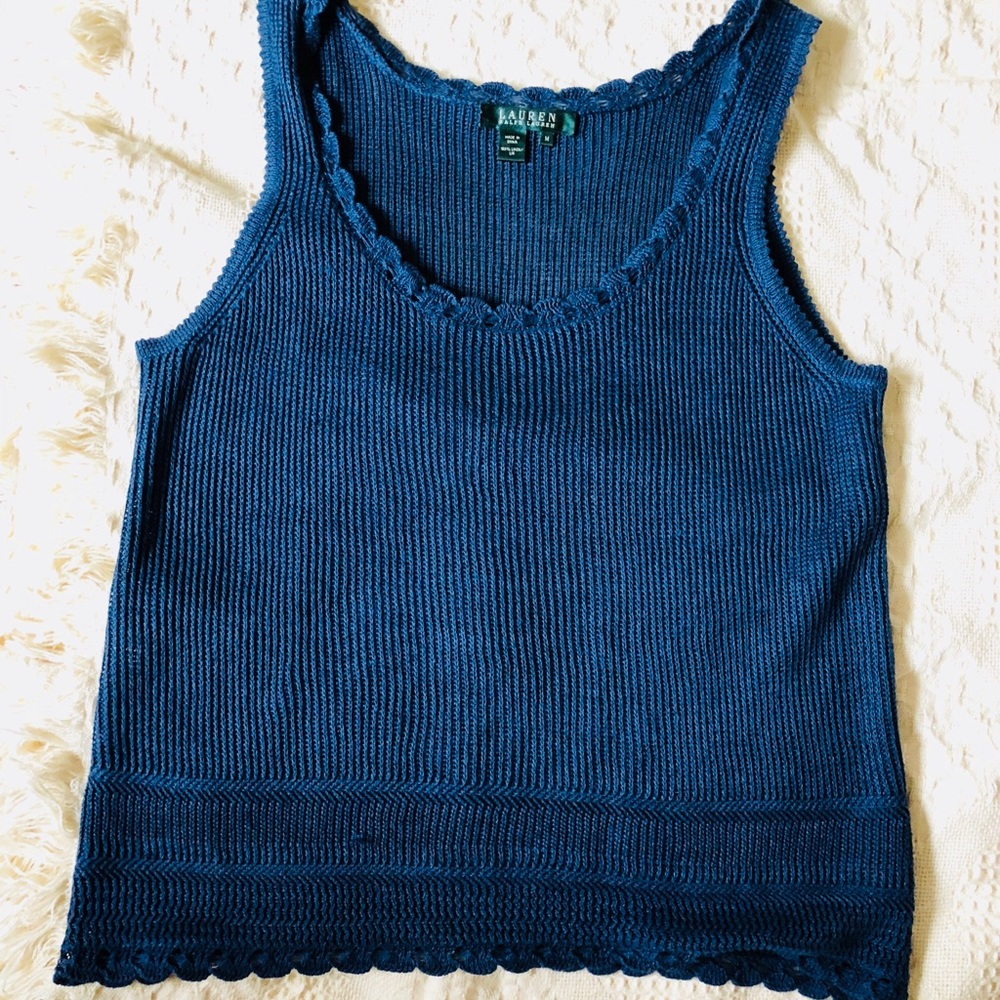 Ralph Lauren Blue Linen Vest M